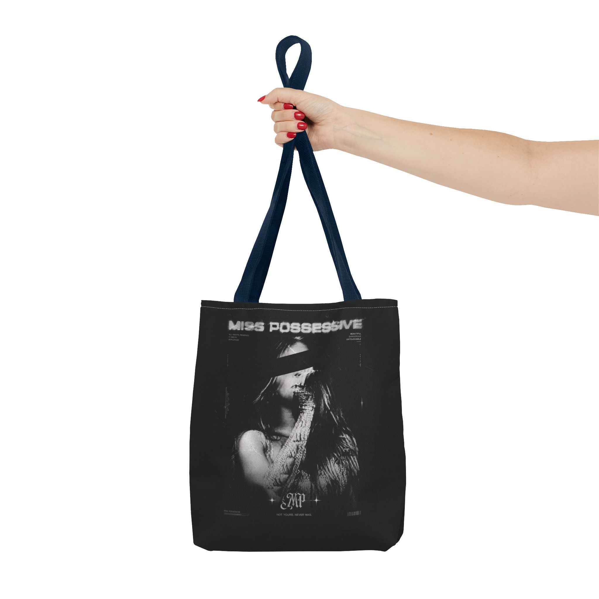 Possessive MP Graphic Tote Bag — Gothic Band Art, Dark Aesthetic Everyday Tote