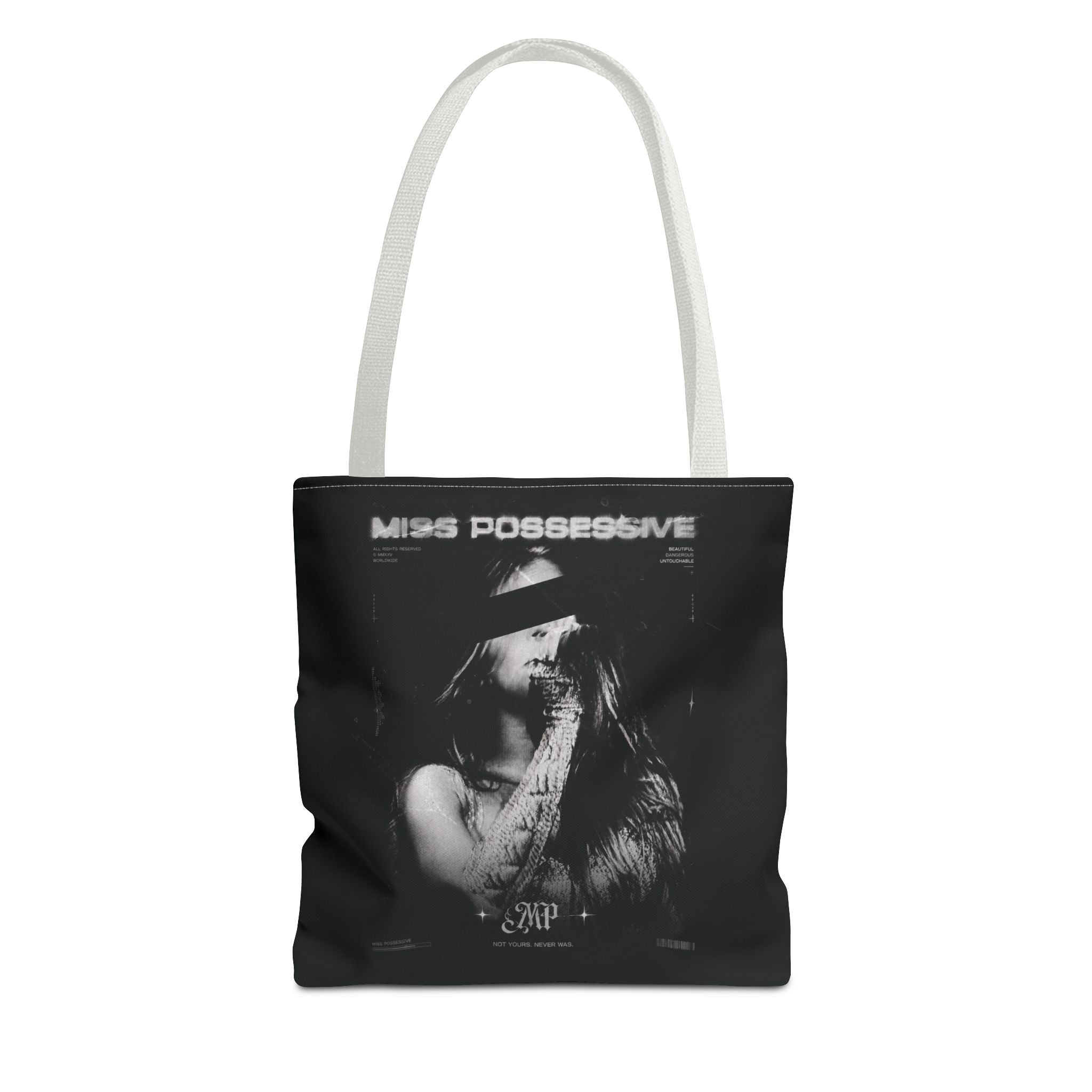 Possessive MP Graphic Tote Bag — Gothic Band Art, Dark Aesthetic Everyday Tote
