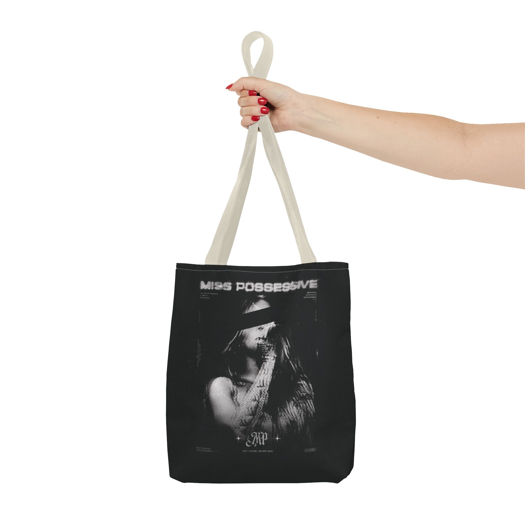 Possessive MP Graphic Tote Bag — Gothic Band Art, Dark Aesthetic Everyday Tote