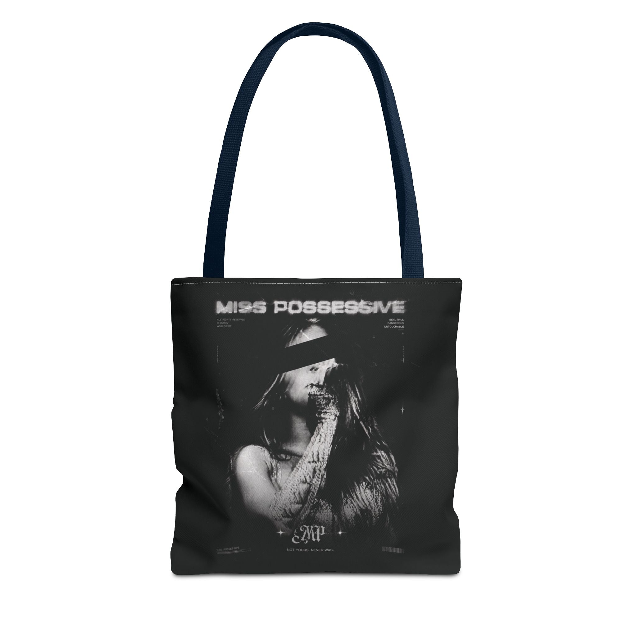 Possessive MP Graphic Tote Bag — Gothic Band Art, Dark Aesthetic Everyday Tote