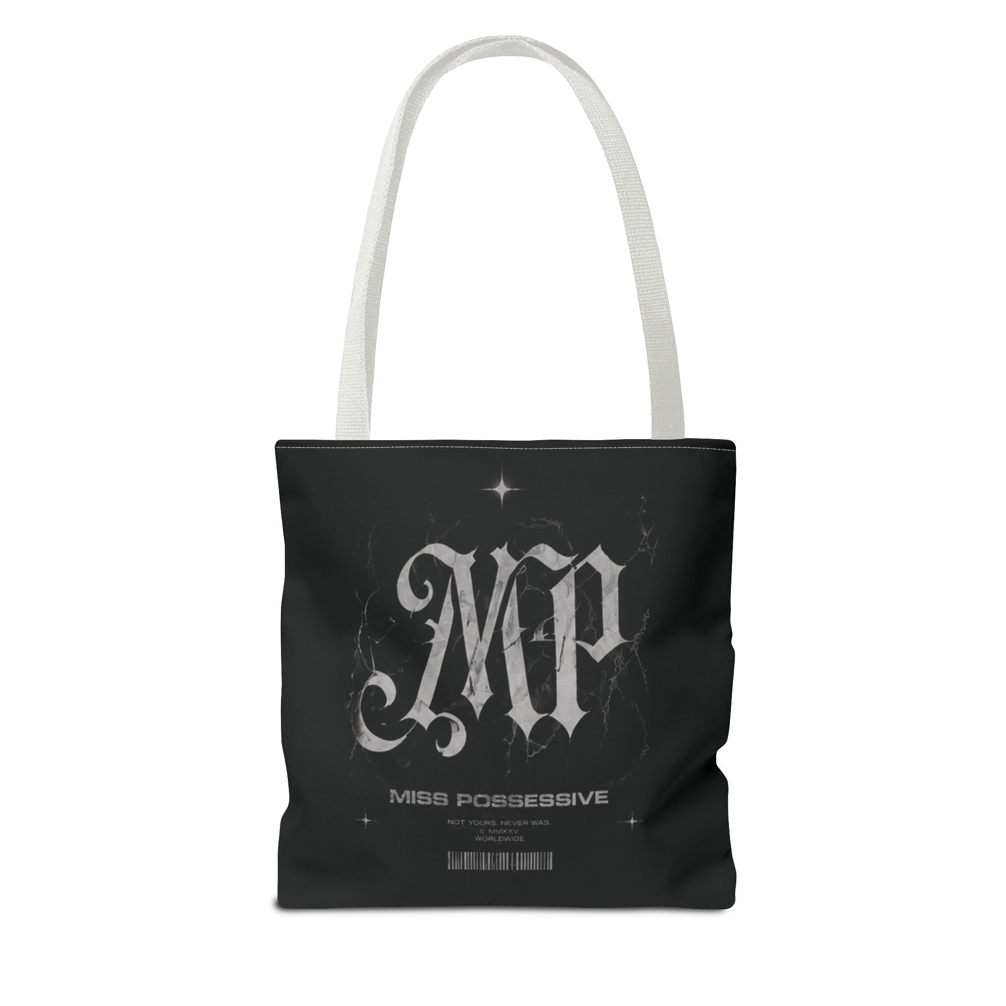 Possessive MP Graphic Tote Bag — Gothic Band Art, Dark Aesthetic Everyday Tote