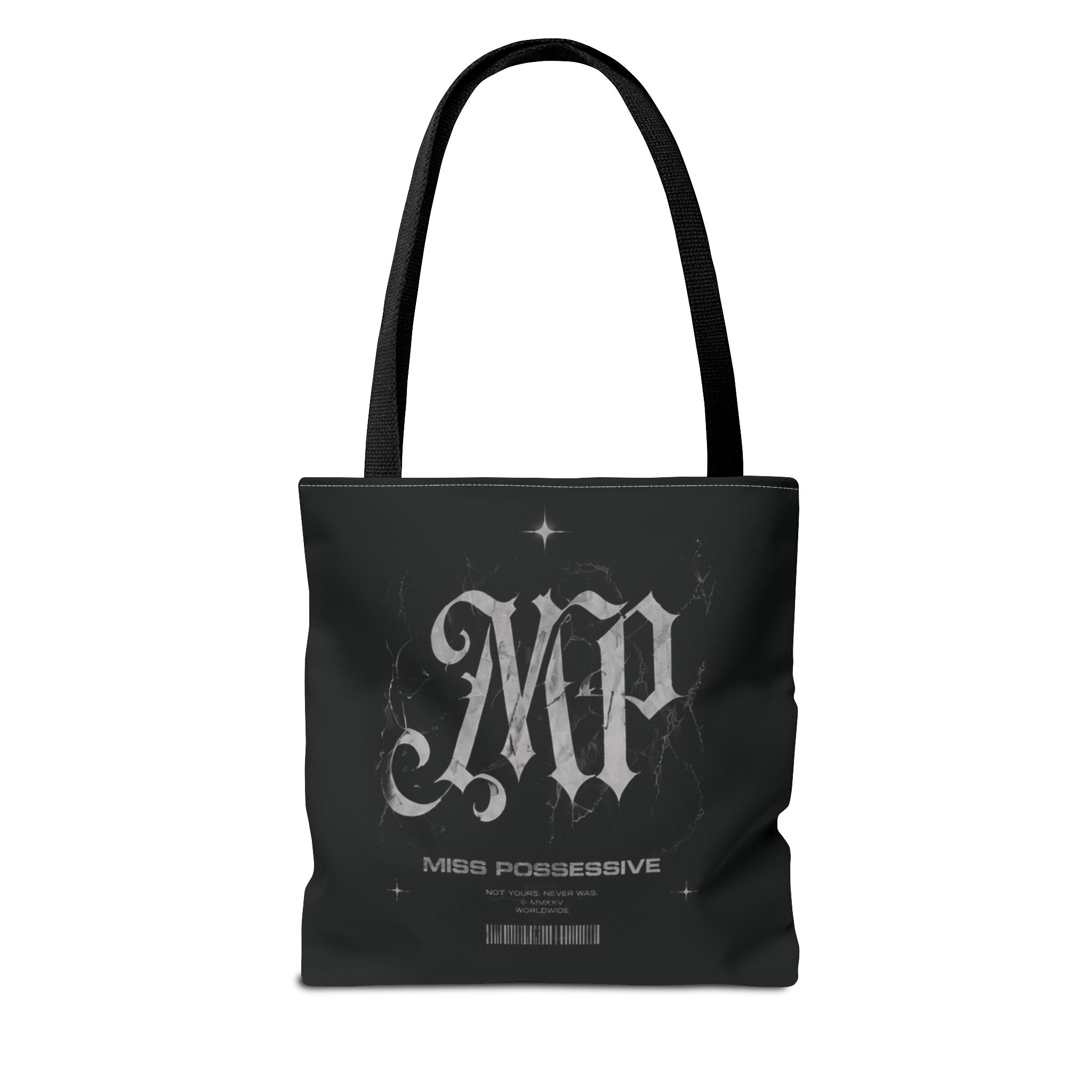 Possessive MP Graphic Tote Bag — Gothic Band Art, Dark Aesthetic Everyday Tote