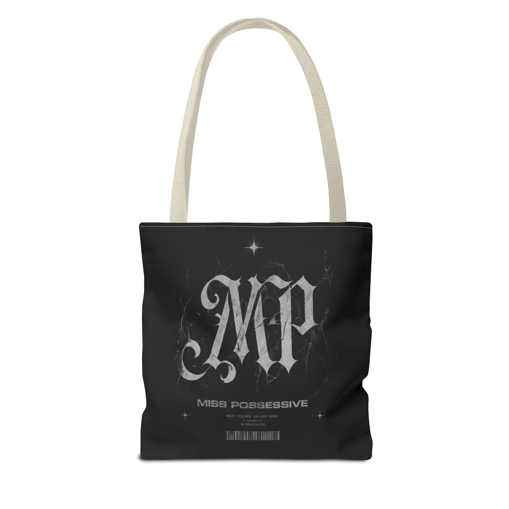 Possessive MP Graphic Tote Bag — Gothic Band Art, Dark Aesthetic Everyday Tote