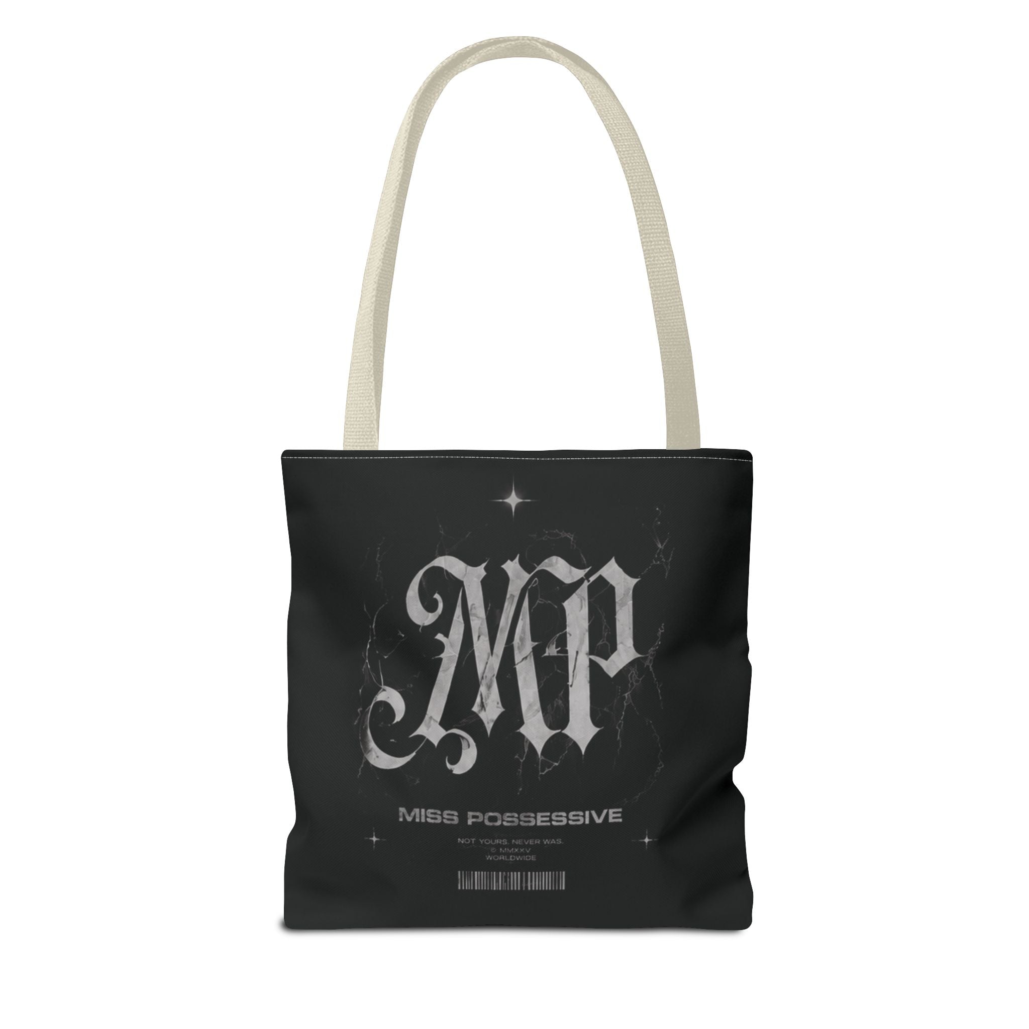 Possessive MP Graphic Tote Bag — Gothic Band Art, Dark Aesthetic Everyday Tote