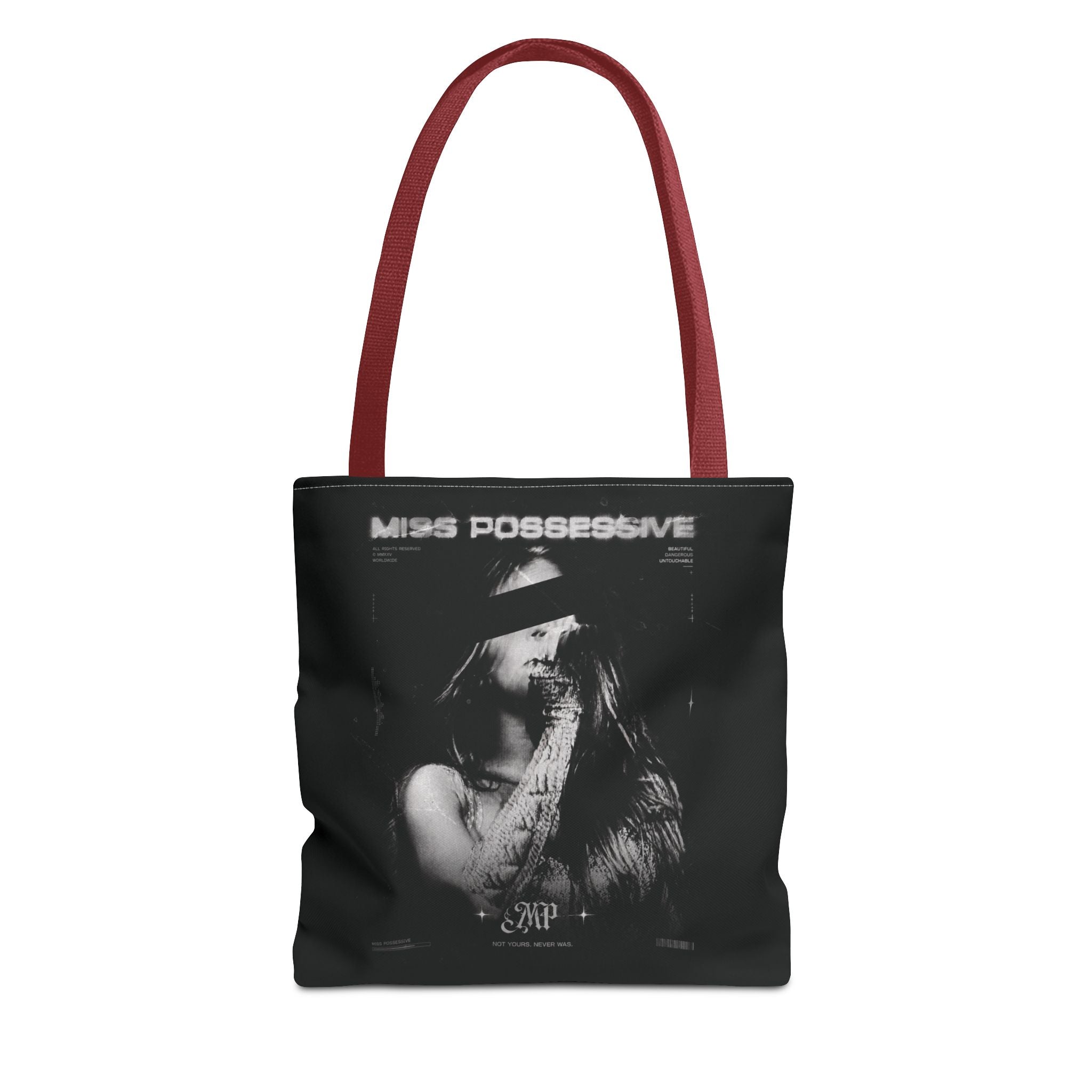 Possessive MP Graphic Tote Bag — Gothic Band Art, Dark Aesthetic Everyday Tote