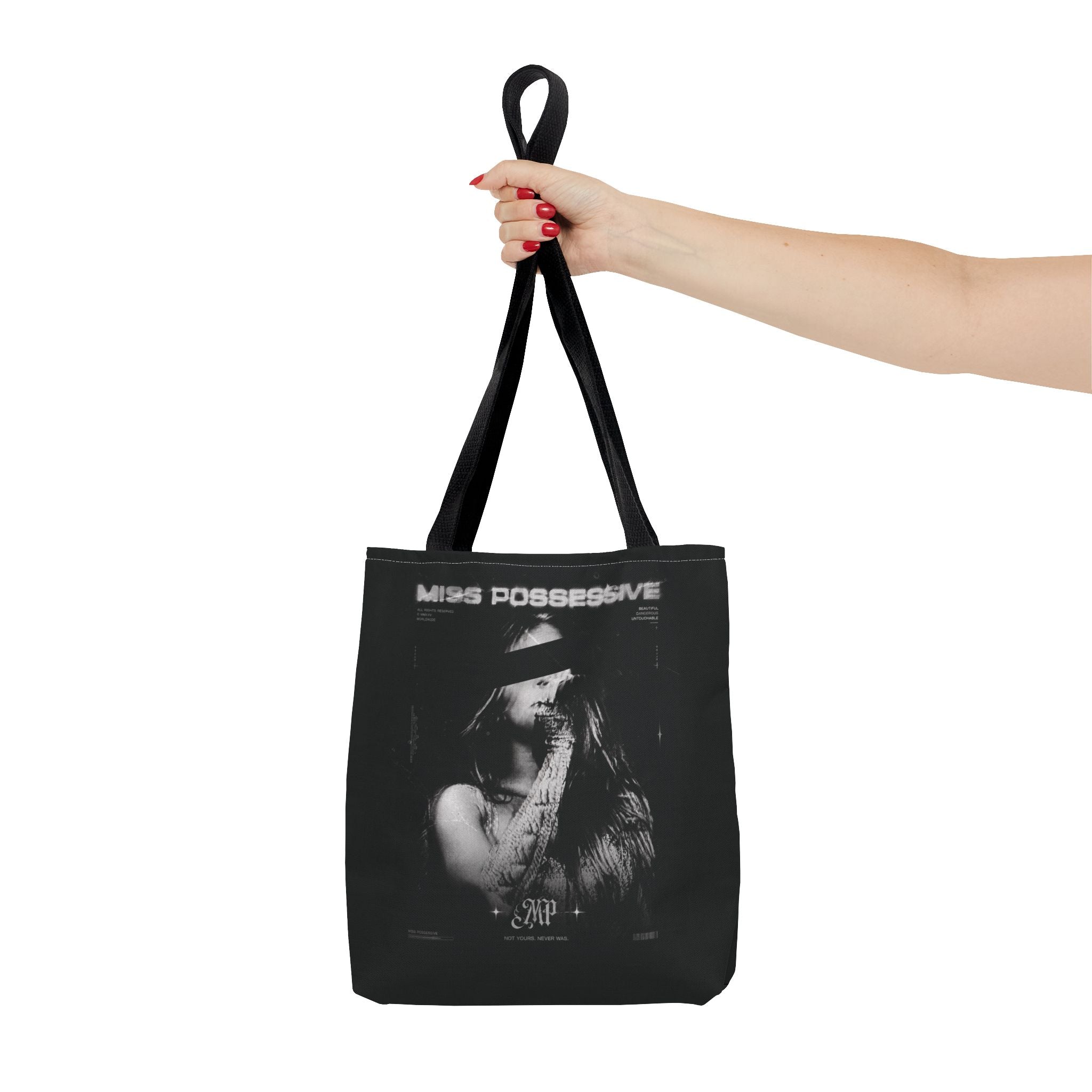 Possessive MP Graphic Tote Bag — Gothic Band Art, Dark Aesthetic Everyday Tote