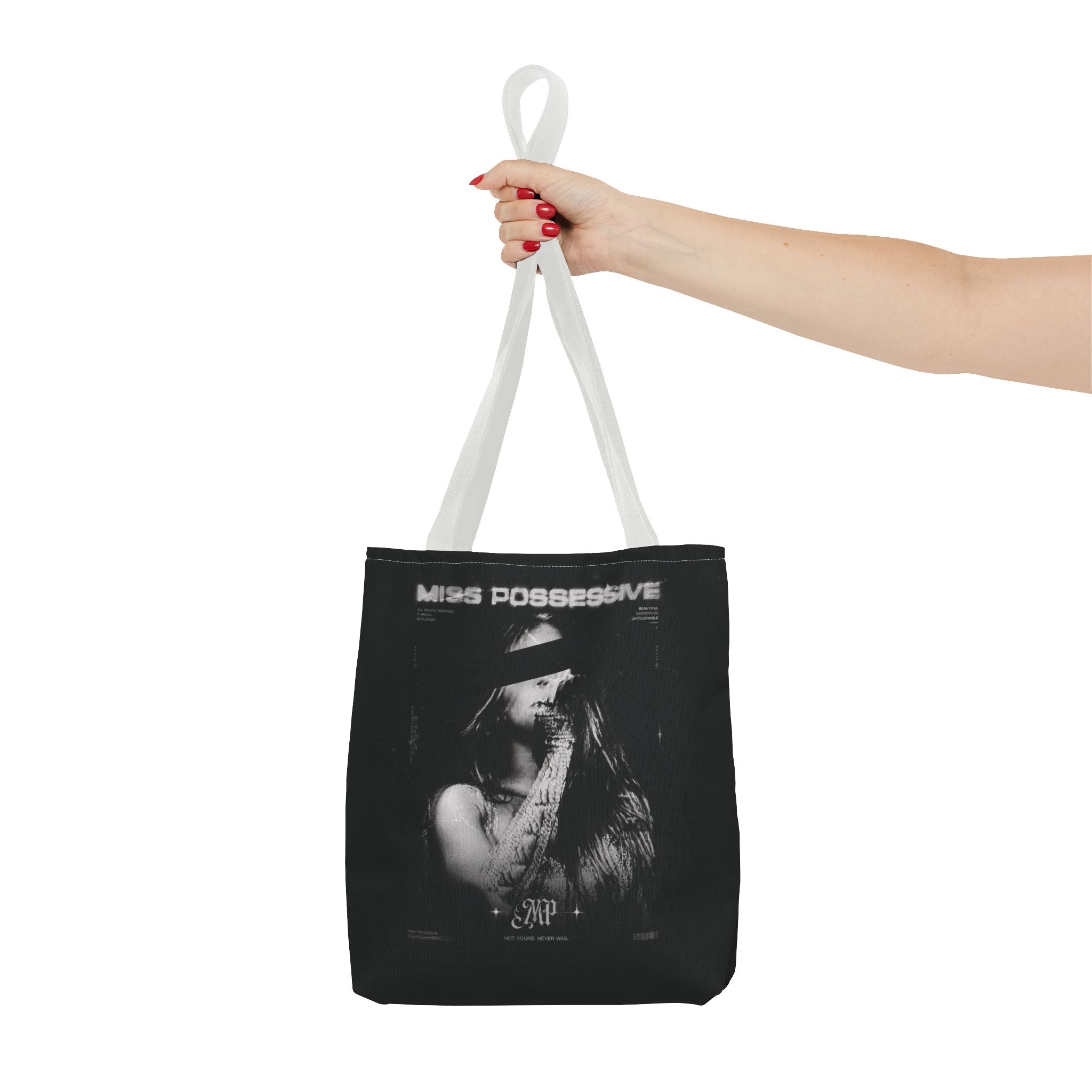 Possessive MP Graphic Tote Bag — Gothic Band Art, Dark Aesthetic Everyday Tote